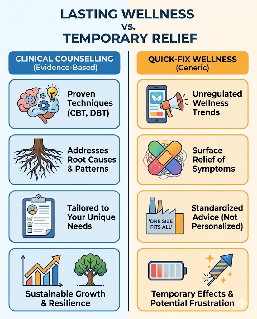 Blog infographic  Evidence-Based Therapy vs. Quick-Fix Wellness Solutions