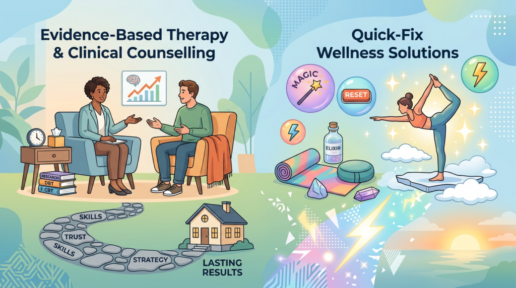 Evidence-Based Therapy vs. Quick-Fix Wellness Solutions: Why Clinical Counselling Provides Lasting Results