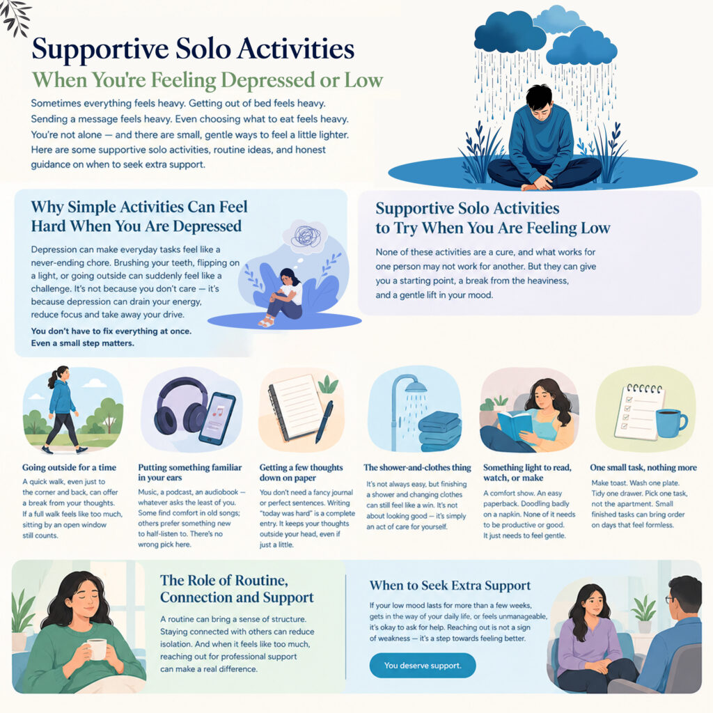 Things to Do When You Feel Depressed: supportive solo activities for low mood